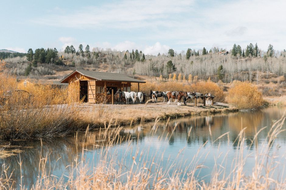 Rancho de lazer com lago